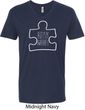 Autism Awareness White Puzzle V-neck Shirt