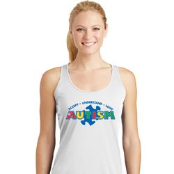 Autism Accept Understand Love Ladies Dry Wicking Racerback Tank Top