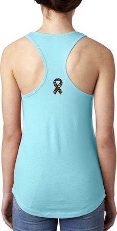 Autism Ribbon Back Print Ladies Ideal Tank Top