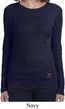 Autism Ribbon Bottom Print Ladies Long Sleeve