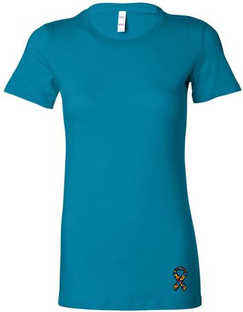 Autism Ribbon Bottom Print Ladies Longer Length Shirt