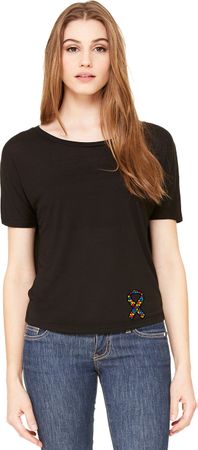 Autism Ribbon Bottom Print Ladies Open Back Shirt