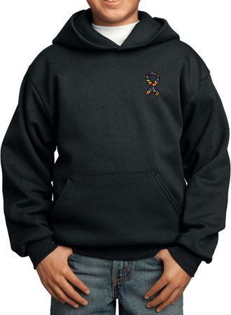 Autism Ribbon Pocket Print Kids Hoodie