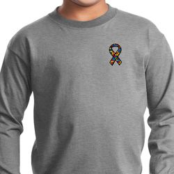 Autism Ribbon Pocket Print Kids Long Sleeve