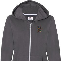 Autism Ribbon Pocket Print Ladies Full Zip Hoodie
