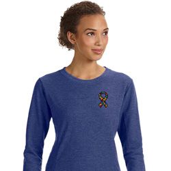 Autism Ribbon Pocket Print Ladies Sweatshirt