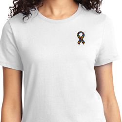 Autism Ribbon Pocket Print Ladies T-shirt