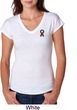 Autism Ribbon Pocket Print Ladies Tri Blend V-neck