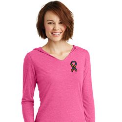 Autism Ribbon Pocket Print Ladies Tri Hoodie