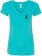 Autism Ribbon Pocket Print Ladies V-neck Shirt