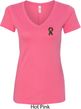 Autism Ribbon Pocket Print Ladies V-neck Shirt