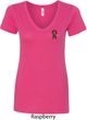 Autism Ribbon Pocket Print Ladies V-neck Shirt