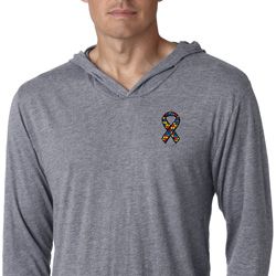Autism Ribbon Pocket Print Lightweight Hoodie