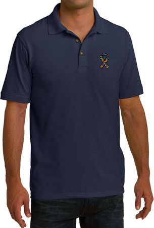 Autism Ribbon Pocket Print Mens Pique Polo