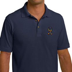 Autism Ribbon Pocket Print Mens Pique Polo