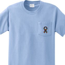 Autism Ribbon Pocket Print Mens Pocket T-shirt