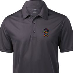 Autism Ribbon Pocket Print Mens Textured Polo