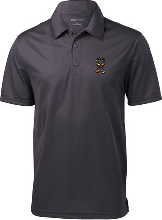 Autism Ribbon Pocket Print Mens Textured Polo