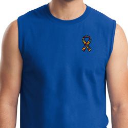 Autism Ribbon Pocket Print Muscle Shirt