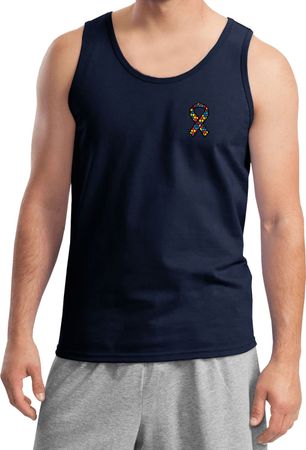 Autism Ribbon Pocket Print Tank Top