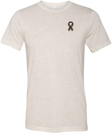 Autism Ribbon Pocket Print Tri Blend T-shirt