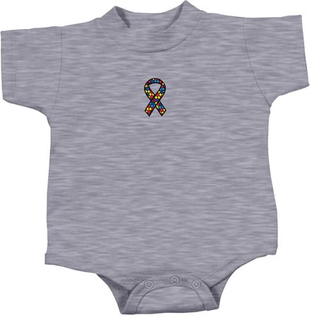 Autism Ribbon Small Print Baby Romper