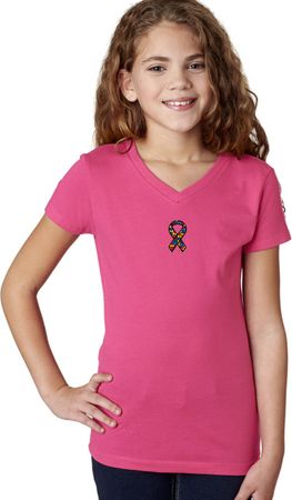 Autism Ribbon Small Print Girls V-neck