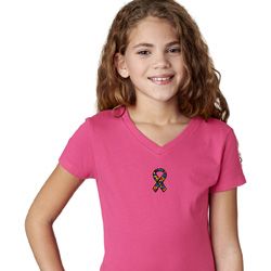 Autism Ribbon Small Print Girls V-neck