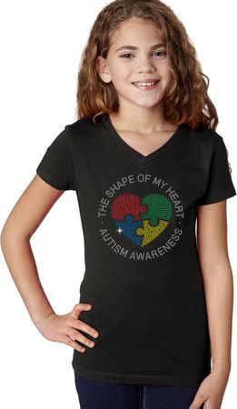 Autism Shape of My Heart Girls V-neck