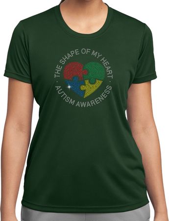 Autism Shape of My Heart Ladies Dry Wicking T-shirt