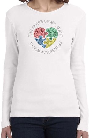 Autism Shape of My Heart Ladies Long Sleeve