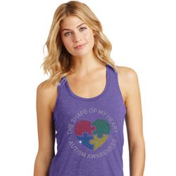 Autism Shape of My Heart Ladies Racerback Tank Top