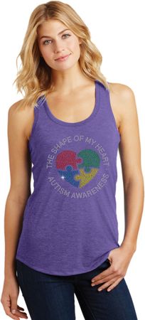 Autism Shape of My Heart Ladies Racerback Tank Top