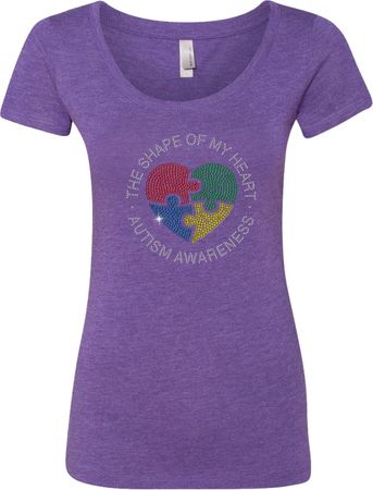 Autism Shape of My Heart Ladies Scoop Neck