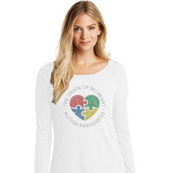Autism Shape of My Heart Ladies Tri Long Sleeve