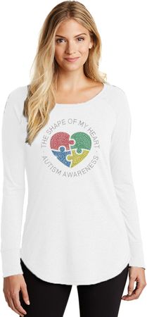 Autism Shape of My Heart Ladies Tri Long Sleeve
