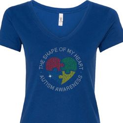 Autism Shape of My Heart Ladies V-Neck