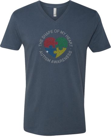 Autism Shape of My Heart V-neck Shirt