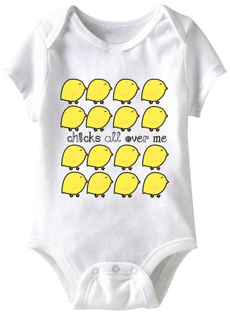 Baby Funny Romper Chicks All Over Infant White Babies Creeper