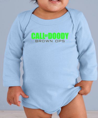 Baby Romper Shirt Doody Calls Infant Green Logo Long Sleeve Creeper
