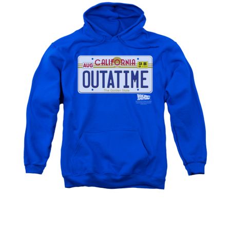 Back To The Future Hoodie Sweatshirt Outatime Royal Blue Adult Hoody Sweat Shirt