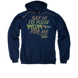 Back To The Future Hoodie Sweatshirt Say Hi Navy Blue Adult Hoody Sweat Shirt