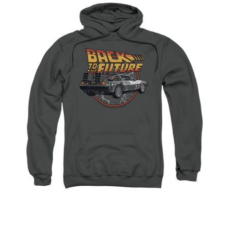 Back To The Future Hoodie Sweatshirt Time Machine Charcoal Adult Hoody Sweat Shirt