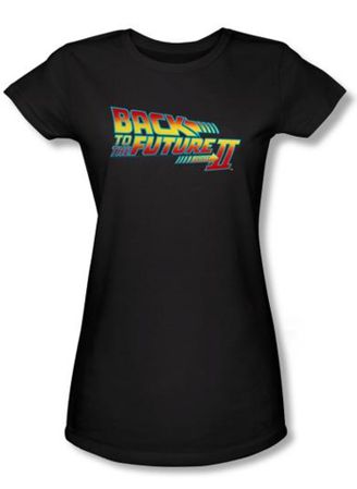 Back To The Future II Juniors T-shirt Movie Logo Black Tee Shirt