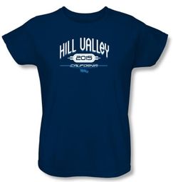 Back To The Future II Ladies T-shirt Movie Hill Valley 2015 Navy Shirt