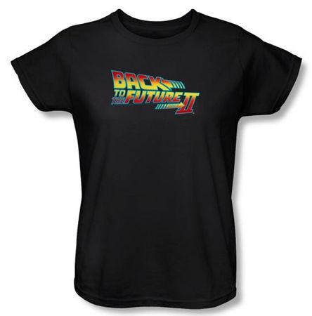 Back To The Future II Ladies T-shirt Movie Logo Black Tee Shirt