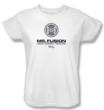 Back To The Future II Ladies T-shirt Movie Mr. Fusion Logo White Shirt