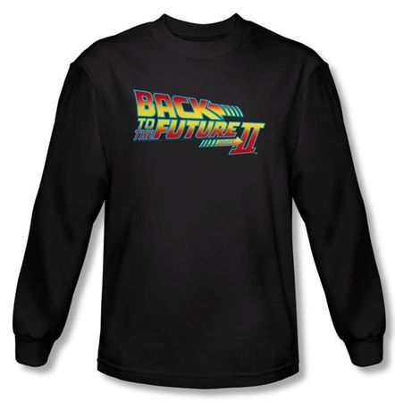 Back To The Future II Long Sleeve T-shirt Logo Black Tee Shirt