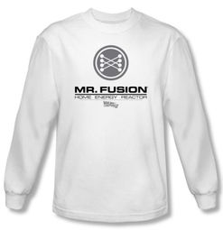 Back To The Future II Long Sleeve T-shirt Mr. Fusion Logo White Shirt