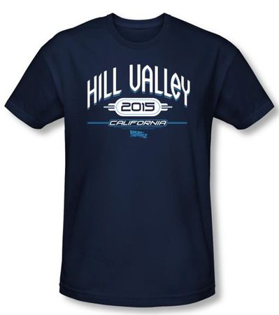 Back To The Future II Shirt Hill Valley 2015 Slim Fit Navy Shirt